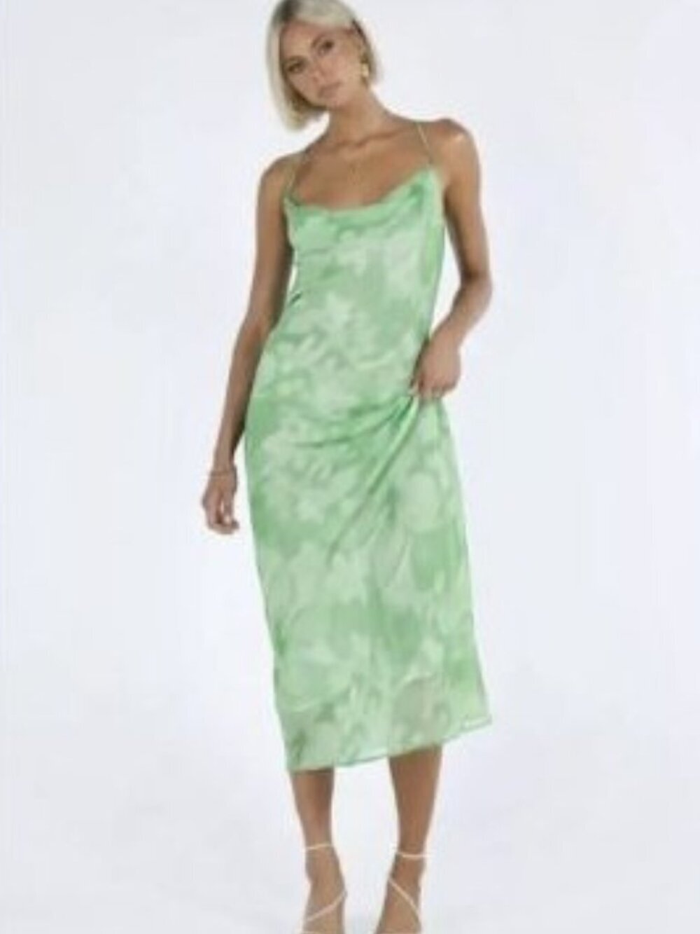 Princess Polly Pantano Maxi Dress Green Sleeveless Printed Womens 4 NEW Party